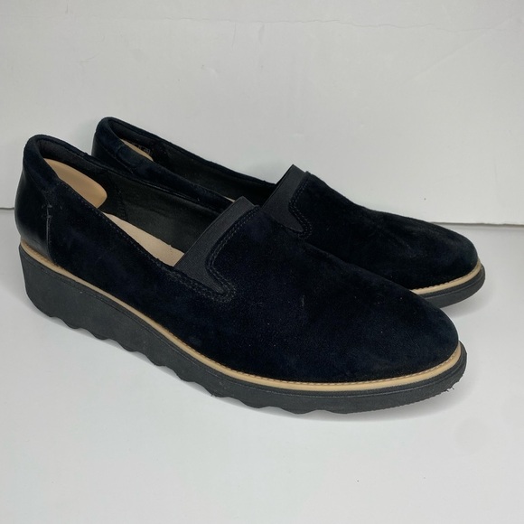 Clarks Shoes - Clarks Sharron Dolly Black Slip On Comfort Loafer Women’s Sz 12